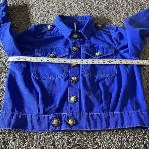 Free People Womens Jacket L Eisenhower Military Epaulet Casual Preppy - Picture 4 of 7